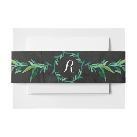 Laurel Wreath Olive Leaf Branch Modern Chalkboard Uitnodigingen Wikkel (Voorkant Voorbeeld)