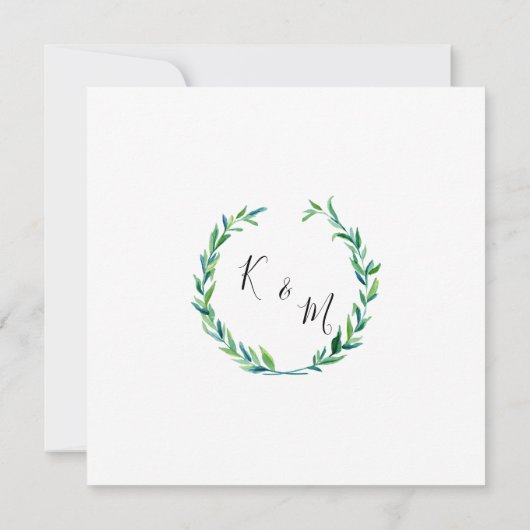 Laurel Wreath Olive Leaf Branch Modern Square Kaart (Achterkant)