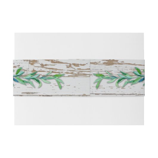 Laurel Wreath Olive Leaf Branch Modern Wood Uitnodigingen Wikkel (Achterkant Voorbeeld)