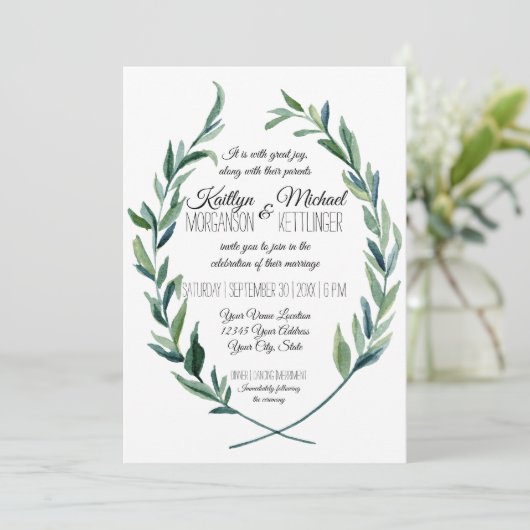 Laurel Wreath Olive Leaf Modern Emerald Green Kaart (Staand voorkant)