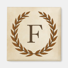 Laurel Wreath op het Initiaal Parchment Monogram F Magneet