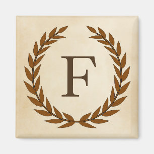 Laurel Wreath op het Initiaal Parchment Monogram F Magneet