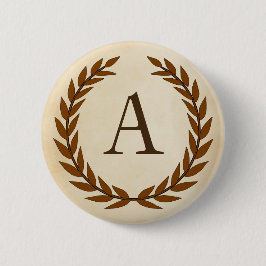 Laurel Wreath op Initiaal A van het Parchment Mono Ronde Button 5,7 Cm