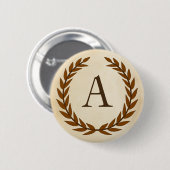 Laurel Wreath op Initiaal A van het Parchment Mono Ronde Button 5,7 Cm (Voorkant /achterkant)