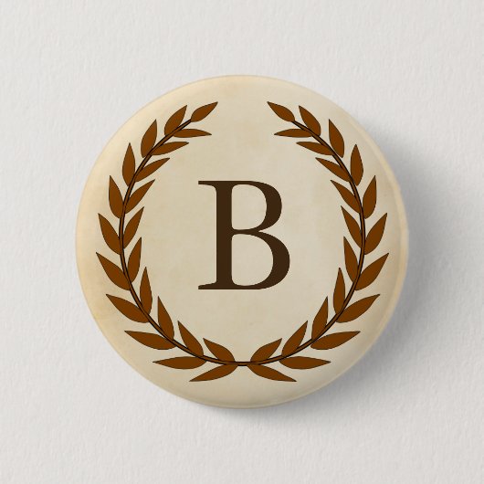 Laurel Wreath op Initiaal B van het Parchment Mono Ronde Button 5,7 Cm (Voorkant)