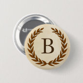 Laurel Wreath op Initiaal B van het Parchment Mono Ronde Button 5,7 Cm (Voorkant /achterkant)