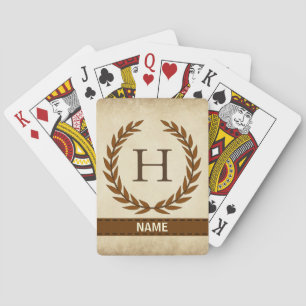 Laurel Wreath op Initiaal H van het Parchment Mono Pokerkaarten