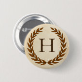Laurel Wreath op Initiaal H van het Parchment Mono Ronde Button 5,7 Cm (Voorkant /achterkant)