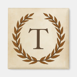 Laurel Wreath op Initiaal T van het Parchment Mono Magneet