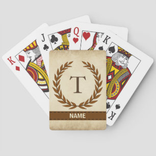 Laurel Wreath op Initiaal T van het Parchment Mono Pokerkaarten