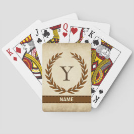 Laurel Wreath op Initiaal Y van het Parchment Mono Pokerkaarten