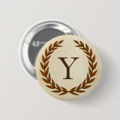 Laurel Wreath op Initiaal Y van het Parchment Mono Ronde Button 5,7 Cm (Voorkant /achterkant)