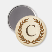 Laurel Wreath op Parchment Monogram Initiaal C Magneet (Voorkant / Achterkant)