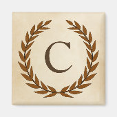 Laurel Wreath op Parchment Monogram Initiaal C Magneet (Voorkant)