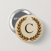 Laurel Wreath op Parchment Monogram Initiaal C Ronde Button 5,7 Cm (Voorkant /achterkant)