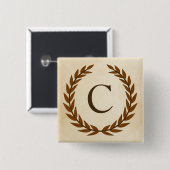 Laurel Wreath op Parchment Monogram Initiaal C Vierkante Button 5,1 Cm (Voorkant /achterkant)