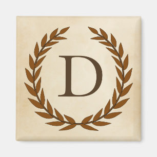 Laurel Wreath op Parchment Monogram Initiaal D Magneet