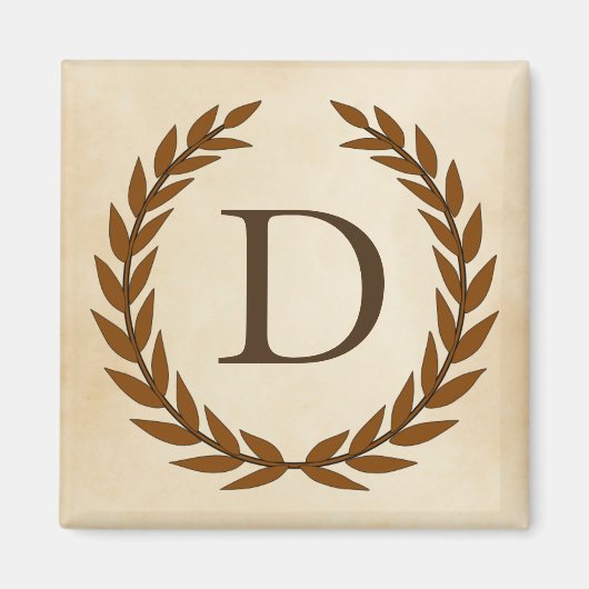 Laurel Wreath op Parchment Monogram Initiaal D Magneet (Voorkant)