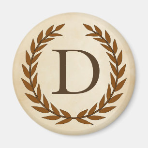 Laurel Wreath op Parchment Monogram Initiaal D Magneet