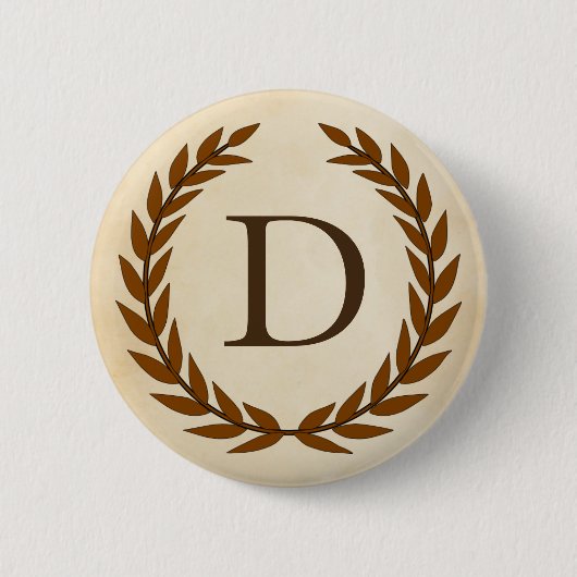 Laurel Wreath op Parchment Monogram Initiaal D Ronde Button 5,7 Cm (Voorkant)