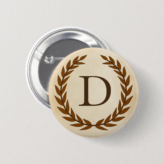 Laurel Wreath op Parchment Monogram Initiaal D Ronde Button 5,7 Cm (Voorkant /achterkant)