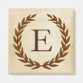 Laurel Wreath op Parchment Monogram Initiaal E Magneet (Voorkant)