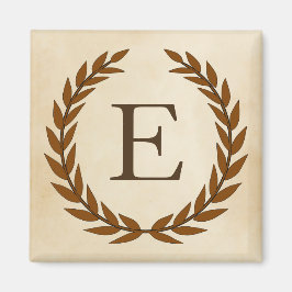 Laurel Wreath op Parchment Monogram Initiaal E Magneet