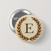 Laurel Wreath op Parchment Monogram Initiaal E Ronde Button 5,7 Cm (Voorkant /achterkant)