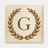 Laurel Wreath op Parchment Monogram Initiaal G Magneet (Voorkant)