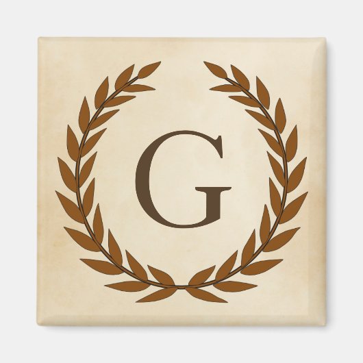 Laurel Wreath op Parchment Monogram Initiaal G Magneet (Voorkant)
