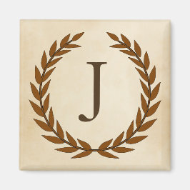 Laurel Wreath op Parchment Monogram Initiaal J Magneet