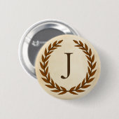 Laurel Wreath op Parchment Monogram Initiaal J Ronde Button 5,7 Cm (Voorkant /achterkant)