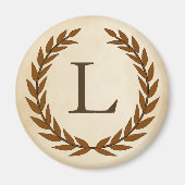 Laurel Wreath op Parchment Monogram Initiaal L Magneet (Voorkant)