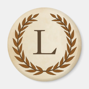 Laurel Wreath op Parchment Monogram Initiaal L Magneet