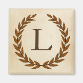 Laurel Wreath op Parchment Monogram Initiaal L Magneet (Voorkant)