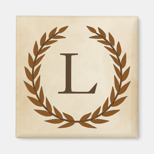 Laurel Wreath op Parchment Monogram Initiaal L Magneet (Voorkant)