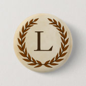 Laurel Wreath op Parchment Monogram Initiaal L Ronde Button 5,7 Cm (Voorkant)