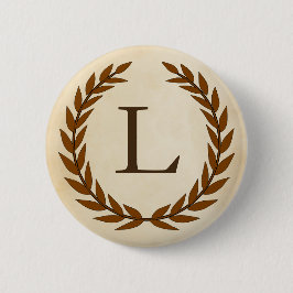 Laurel Wreath op Parchment Monogram Initiaal L Ronde Button 5,7 Cm