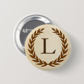 Laurel Wreath op Parchment Monogram Initiaal L Ronde Button 5,7 Cm (Voorkant /achterkant)