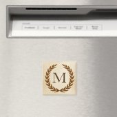 Laurel Wreath op Parchment Monogram Initiaal M Magneet (Insitu (Vaatwasser))