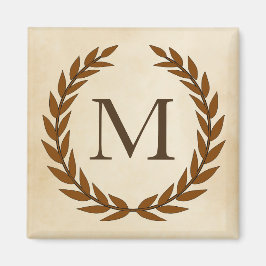 Laurel Wreath op Parchment Monogram Initiaal M Magneet