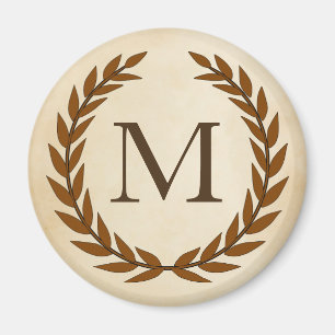 Laurel Wreath op Parchment Monogram Initiaal M Magneet