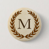 Laurel Wreath op Parchment Monogram Initiaal M Ronde Button 5,7 Cm (Voorkant)