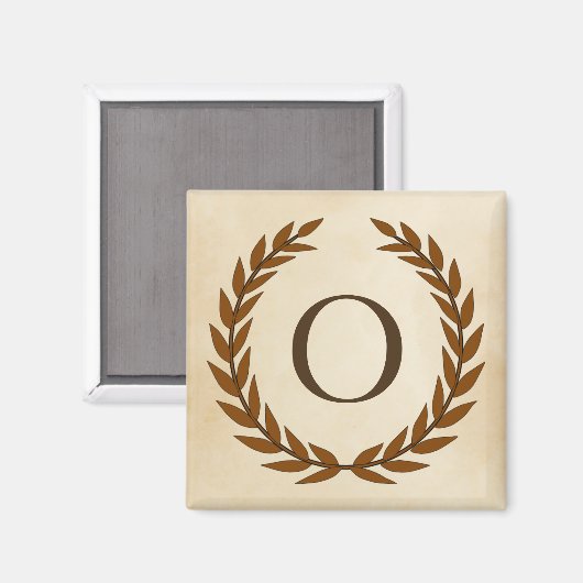 Laurel Wreath op Parchment Monogram Initiaal O Magneet (Voorkant / Achterkant)