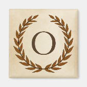 Laurel Wreath op Parchment Monogram Initiaal O Magneet (Voorkant)