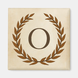 Laurel Wreath op Parchment Monogram Initiaal O Magneet