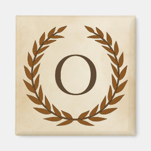Laurel Wreath op Parchment Monogram Initiaal O Magneet