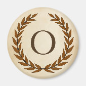 Laurel Wreath op Parchment Monogram Initiaal O Magneet (Voorkant)
