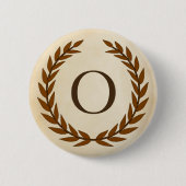 Laurel Wreath op Parchment Monogram Initiaal O Ronde Button 5,7 Cm (Voorkant)