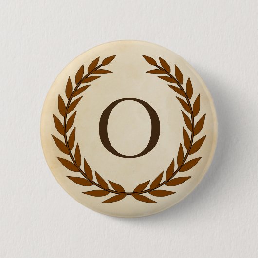 Laurel Wreath op Parchment Monogram Initiaal O Ronde Button 5,7 Cm (Voorkant)